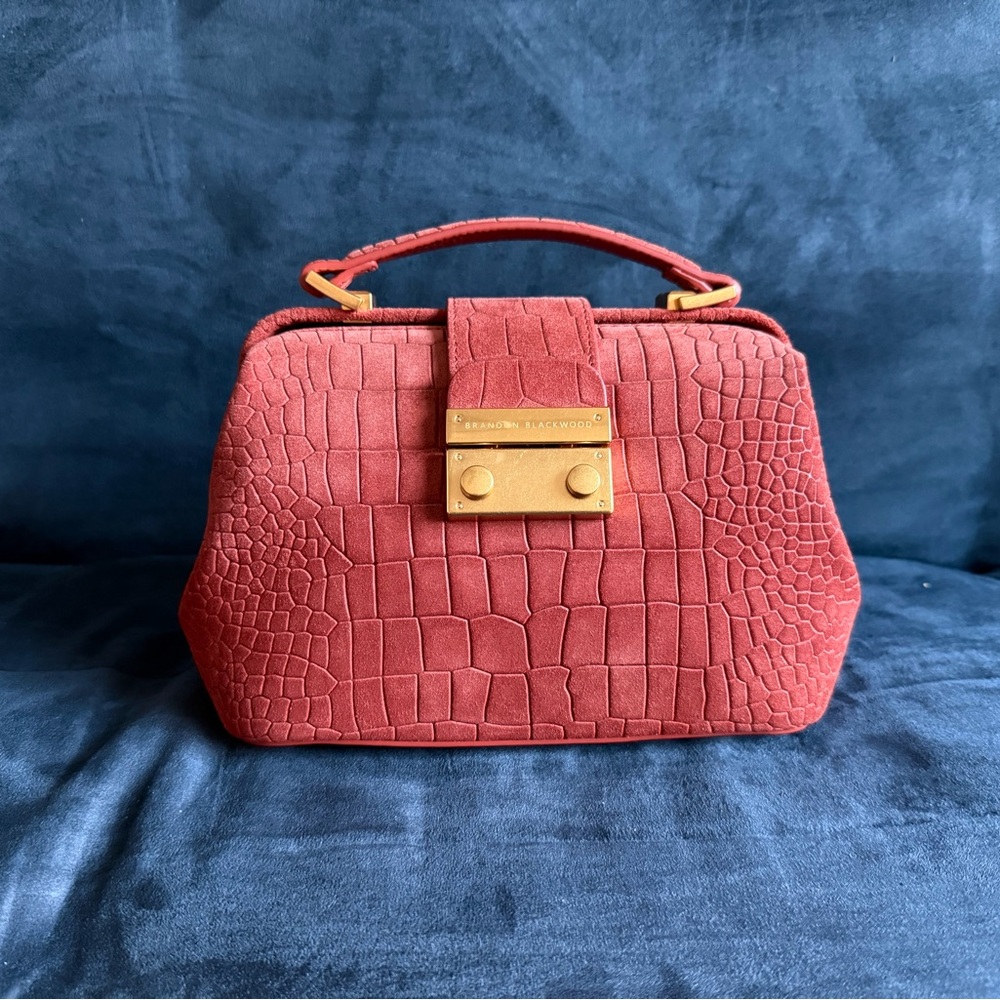 Brandon Blackwood Elegant Burnt Orange Crocodile-Embossed Elizabeth Handbag